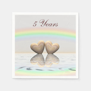 5th Anniversary Wooden Hearts Napkin
