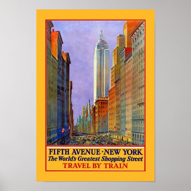 5th Avenue New York Vintage Travel Poster (Front)