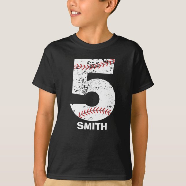 5TH baseball birthday t shirt-baseball party shirt (Front)