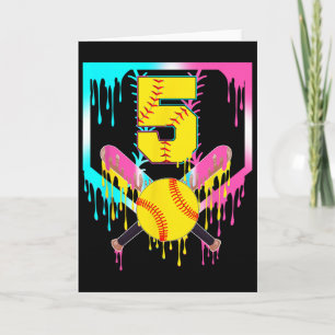 5th Bday Softll Home Plate Drip Ice Cream 5 Year O Card
