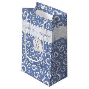 5th Biirthday Random Number Pattern Blue/White Small Gift Bag