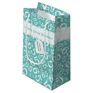 5th Biirthday Random Number Pattern Teal/White Small Gift Bag