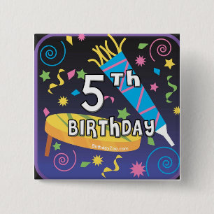 5th Birthday 15 Cm Square Badge