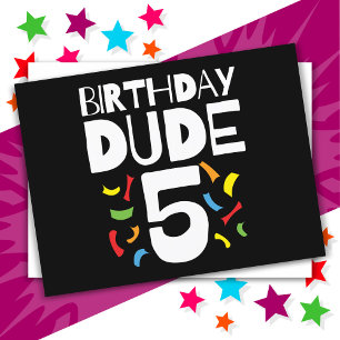 5th Birthday 5 Year Old Boy Party Birthday Dude 5 Postcard