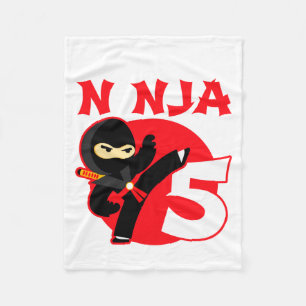 5th Birthday 5 Year Old Kids Party Little Ninja 5 Fleece Blanket