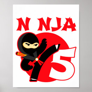 5th Birthday 5 Year Old Kids Party Little Ninja 5 Poster