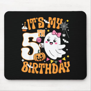 5th Birthday 5 Years Old Funny Halloween Boo Ghost Mouse Mat