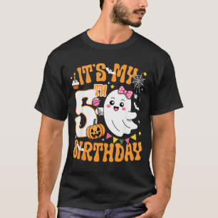 5th Birthday 5 Years Old Funny Halloween Boo Ghost T-Shirt