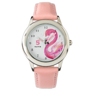 5th Birthday 5 Years old Girl Pretty Flamingo Watch