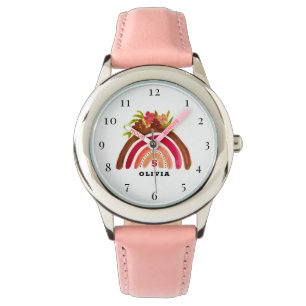 5th Birthday 5 Years old Girl Pretty Rainbow Boho Watch