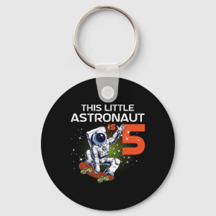5th Birthday Astronaut Skateboarding 5 Year Old Sp Key Ring