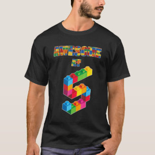 5th Birthday  Awesome At 5 Years Old Block Buildin T-Shirt