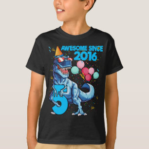 5th Birthday Awesome Since 2016 Dinosaur T-Shirt