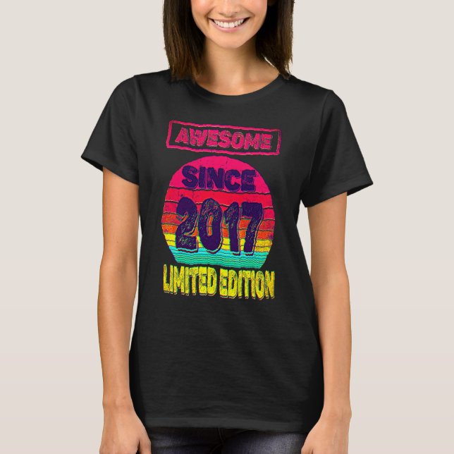 5th Birthday Awesome Since 2017  5yrs Old T-Shirt (Front)