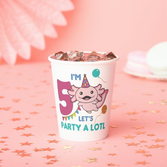 5th Birthday Axolotl Five Year Old Sweet Axolotls  Paper Cups (Insitu)
