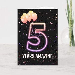 5th Birthday Balloons and Confetti Card