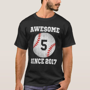 5th Birthday Baseball Player 5 Years Old Vintage R T-Shirt