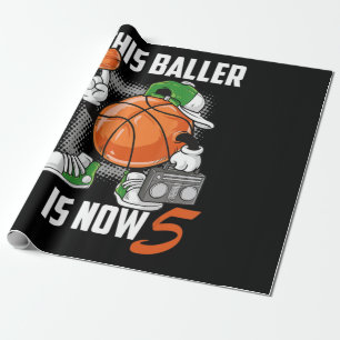 5th Birthday Basketball Player Funny 5 Years Old Wrapping Paper
