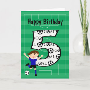 5th Birthday Blue and Black Soccer Goal Card