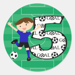5th Birthday Blue and Black Soccer Goal Stickers