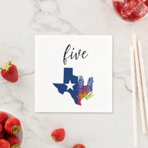 5th Birthday Bluebonnets Texas Floral Kids Napkin