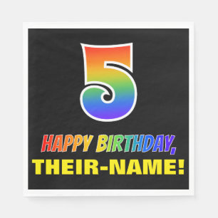 5th Birthday: Bold, Fun, Simple, Rainbow 5 Napkin