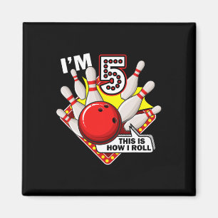 5th Birthday Bowling Theme 5 Year Old Funny B-day Magnet