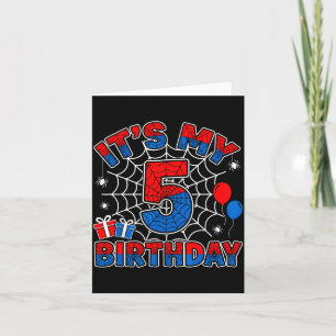 5th Birthday Boy 5 Year Old Spider Web Birthday Card