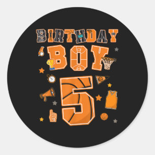 5th Birthday Boy 5 Yr Basketball Party Five Years Classic Round Sticker