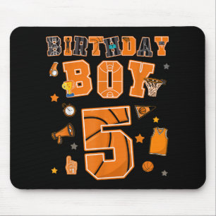 5th Birthday Boy 5 Yr Basketball Party Five Years Mouse Mat