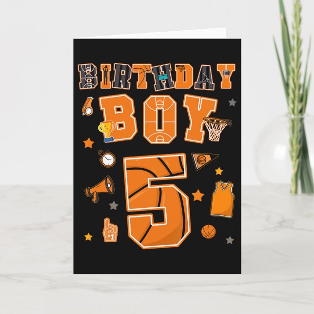 5th Birthday Boy 5 Yr Sketll Party Five Years Old  Card (Front)
