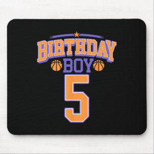 5th Birthday Boy Basketball Lover 5 Years Old Bday Mouse Mat