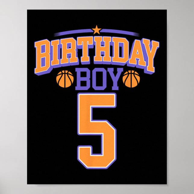 5th Birthday Boy Basketball Lover 5 Years Old Bday Poster (Front)
