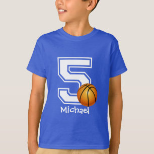 5th Birthday boy basketball personalised-2 T-Shirt