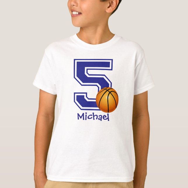 5th Birthday boy basketball personalised T-Shirt (Front)