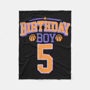 5th Birthday Boy Bysketbyll Lover 5 Years Old Bday Fleece Blanket