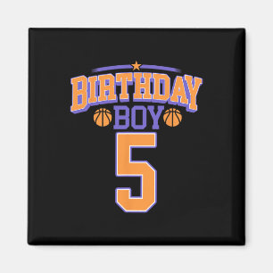5th Birthday Boy Bysketbyll Lover 5 Years Old Bday Magnet