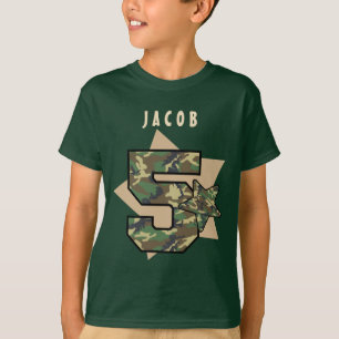 5th Birthday Boy Camo Custom Name with STARS V02A T-Shirt