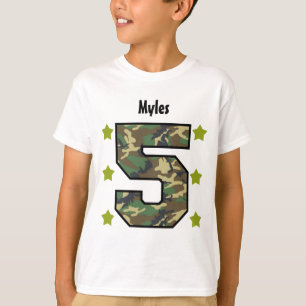 5th Birthday Boy Camo Four Year Custom Name V007F T-Shirt