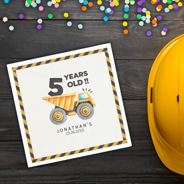5th birthday boy construction theme napkin (Creator Uploaded)