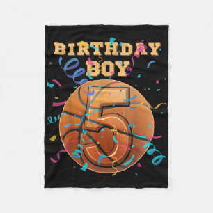 5th Birthday Boy Five 5 Years Old Basketball Playe Fleece Blanket