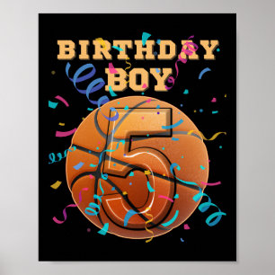 5th Birthday Boy Five 5 Years Old Sketll Players T Poster