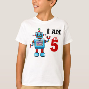 5th birthday boy gift - robot T-Shirt