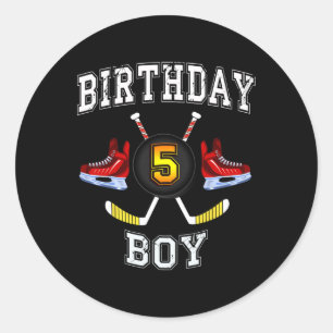 5th Birthday Boy  - Ice Hockey  5 years old kid Classic Round Sticker