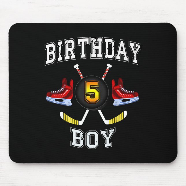 5th Birthday Boy  - Ice Hockey  5 years old kid Mouse Mat (Front)