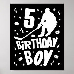 5th Birthday Boy Ice Hockey Kids 5 Years Old Party Poster