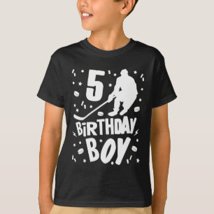 5th Birthday Boy Ice Hockey Kids 5 Years Old Party T-Shirt
