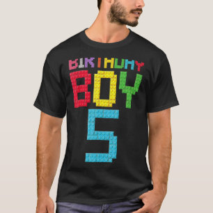5th birthday Boy master builder 5 years old block T-Shirt