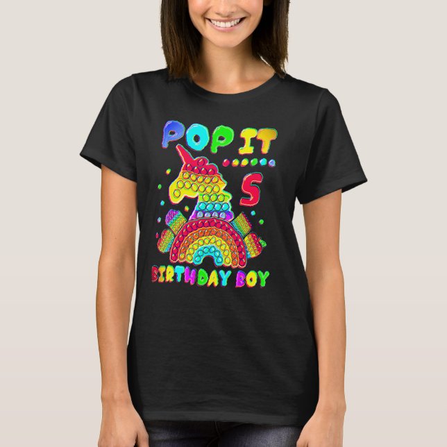 5th Birthday Boy Pop It Fidget Toy 3 Year Old Birt T-Shirt (Front)