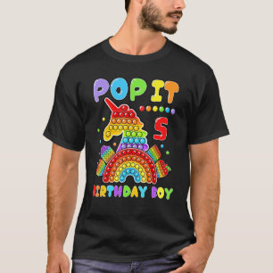 5th Birthday Boy Pop It Fidget Toy 3 Year Old Birt T-Shirt